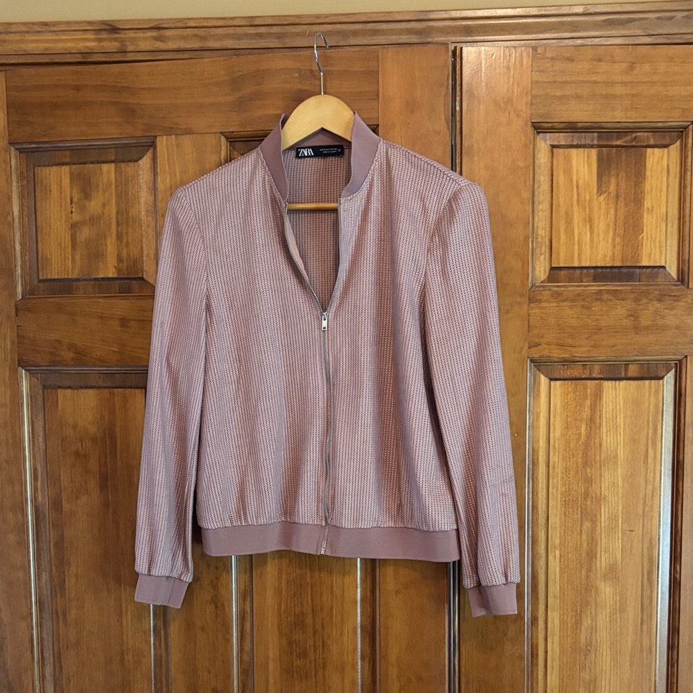 Zara Women's Mauve Bomber Jacket